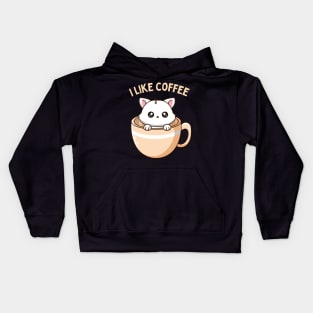 I like Coffee First Cute little cats I need coffee addict This Girl Runs On Caffeine And Sarcasm Kids Hoodie